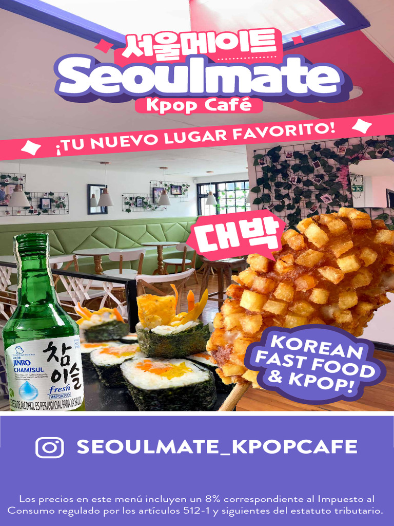 Menú del Café Kpop Seoulmate | PDF | Bola de masa hervida | Ramen