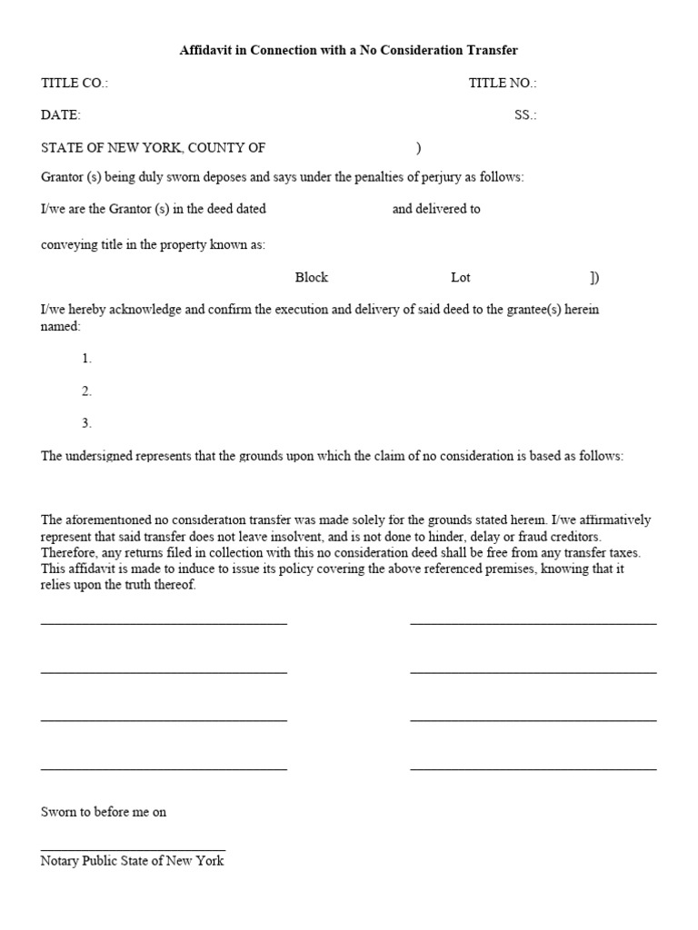 No Consideration Transfer Affidavit Image 20190904 162027 | PDF