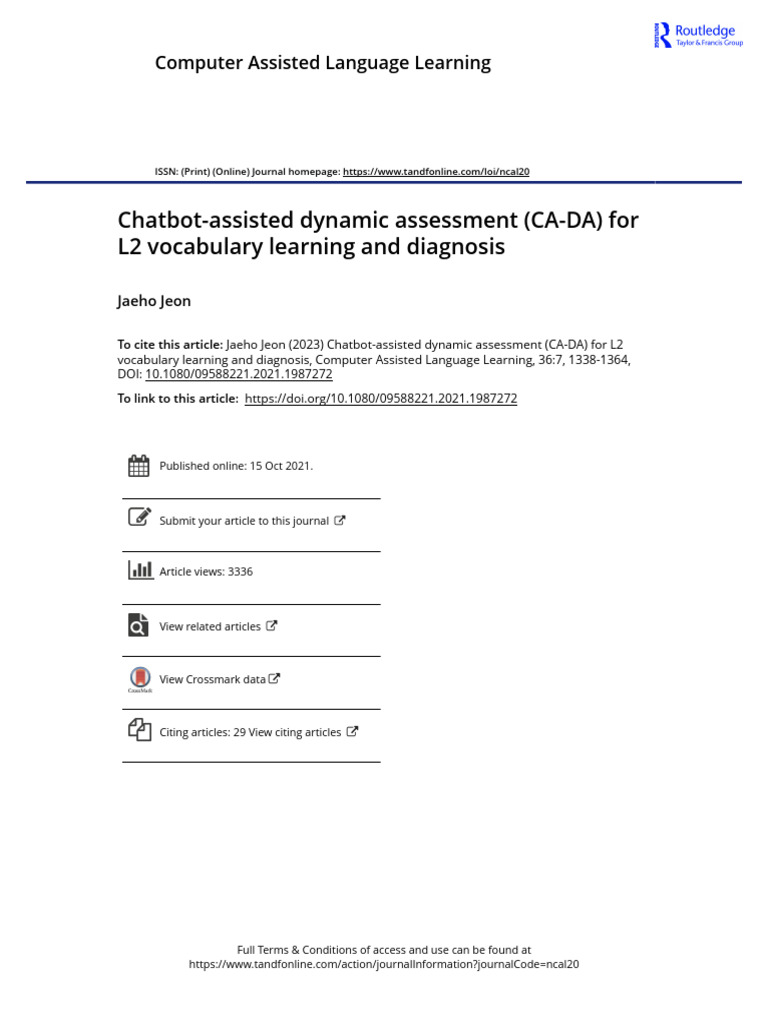 Chatbot-Assisted Dynamic Assessment for L2 Vocabulary | PDF ...