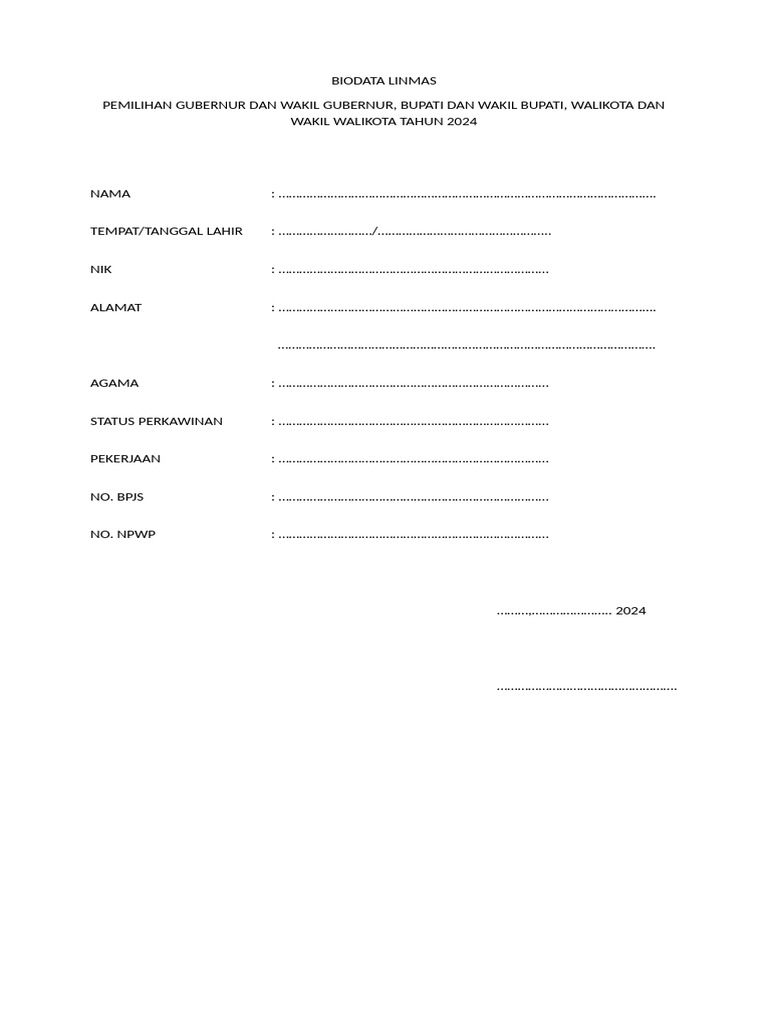 Biodata Linmas | PDF