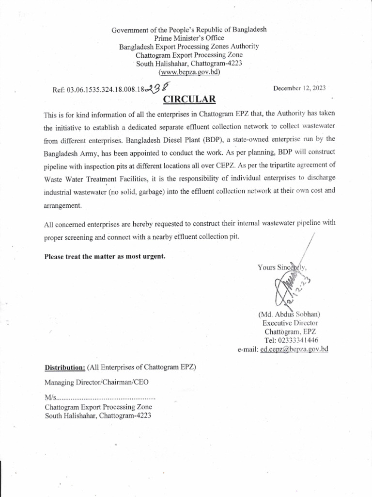 BEPZA Effluent Collection Network | PDF