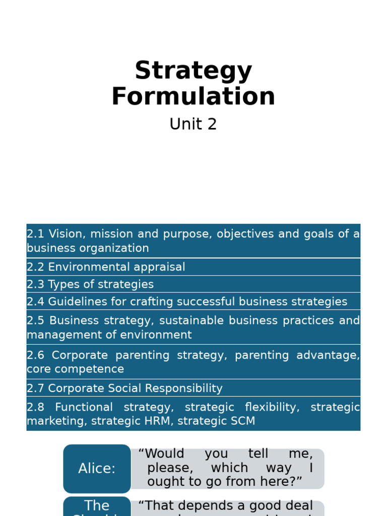 Unit 2 Strategy Formulation | PDF | Corporate Social Responsibility ...