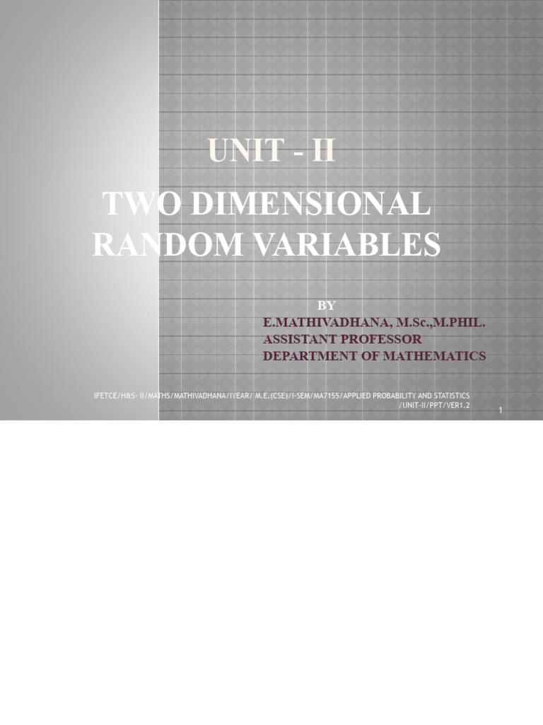 Understanding Two-Dimensional Random Variables | PDF | Probability ...