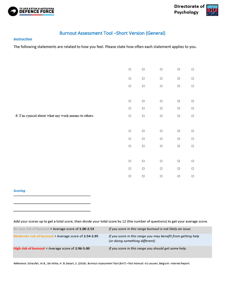 Burnout Assessment Tool | PDF | Occupational Burnout | Neuroscience