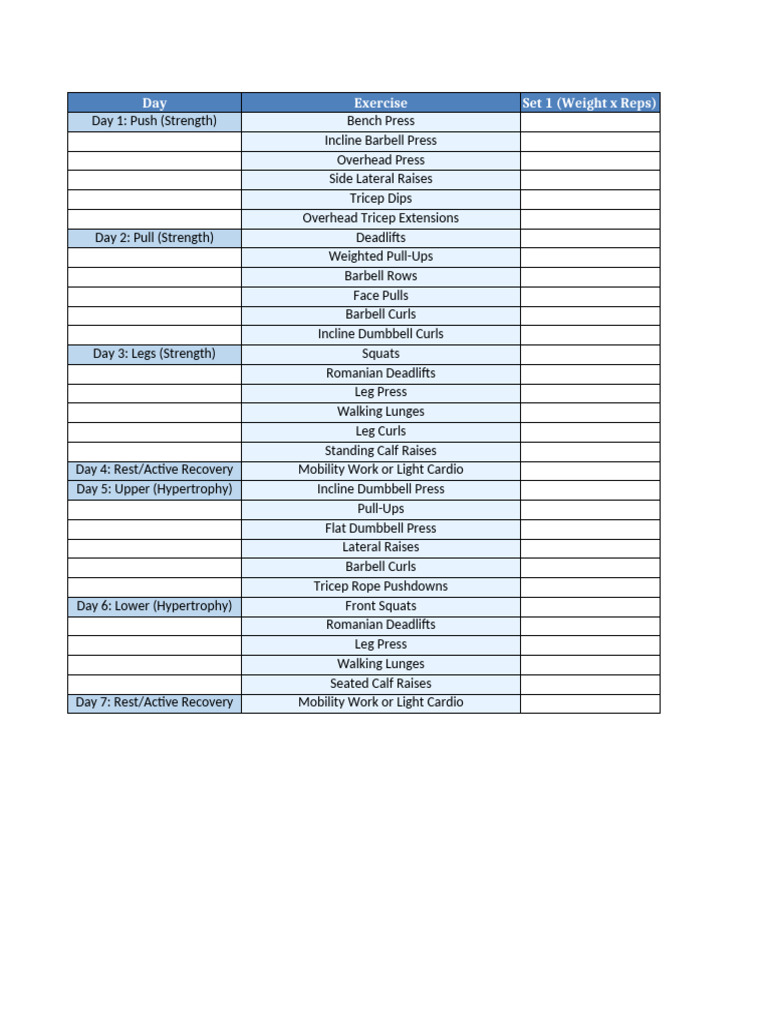 David Laid 5 Week Training Log | PDF
