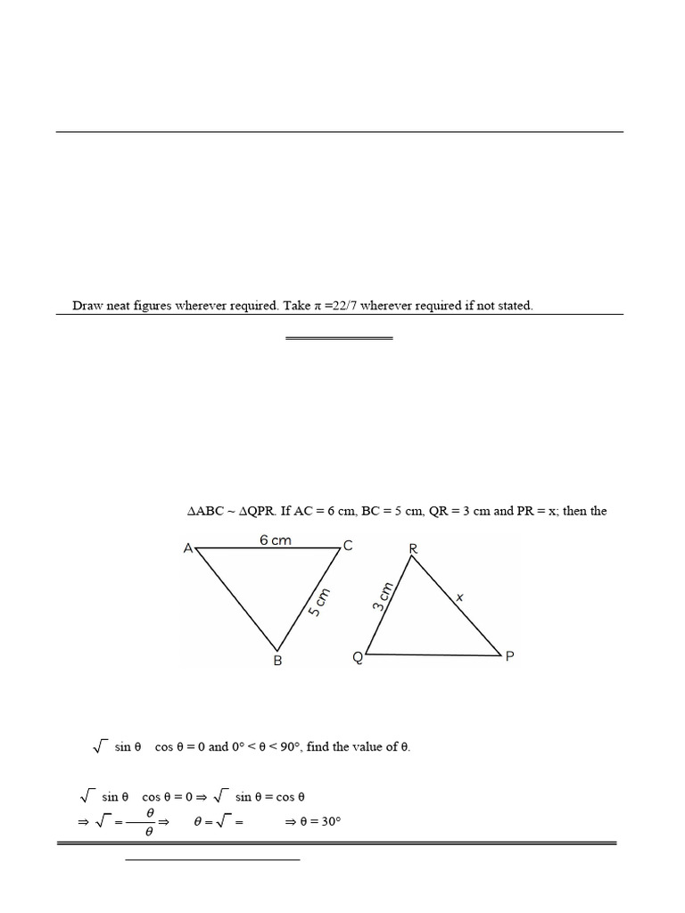 Class 10 Maths Sample Paper 2024 | PDF | Mathematics | Euclidean Geometry
