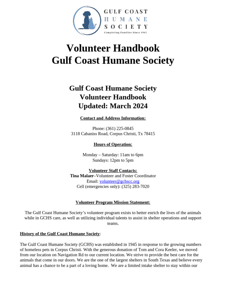 Gulf Coast Humane Society Volunteer Guide | PDF | Social Media ...