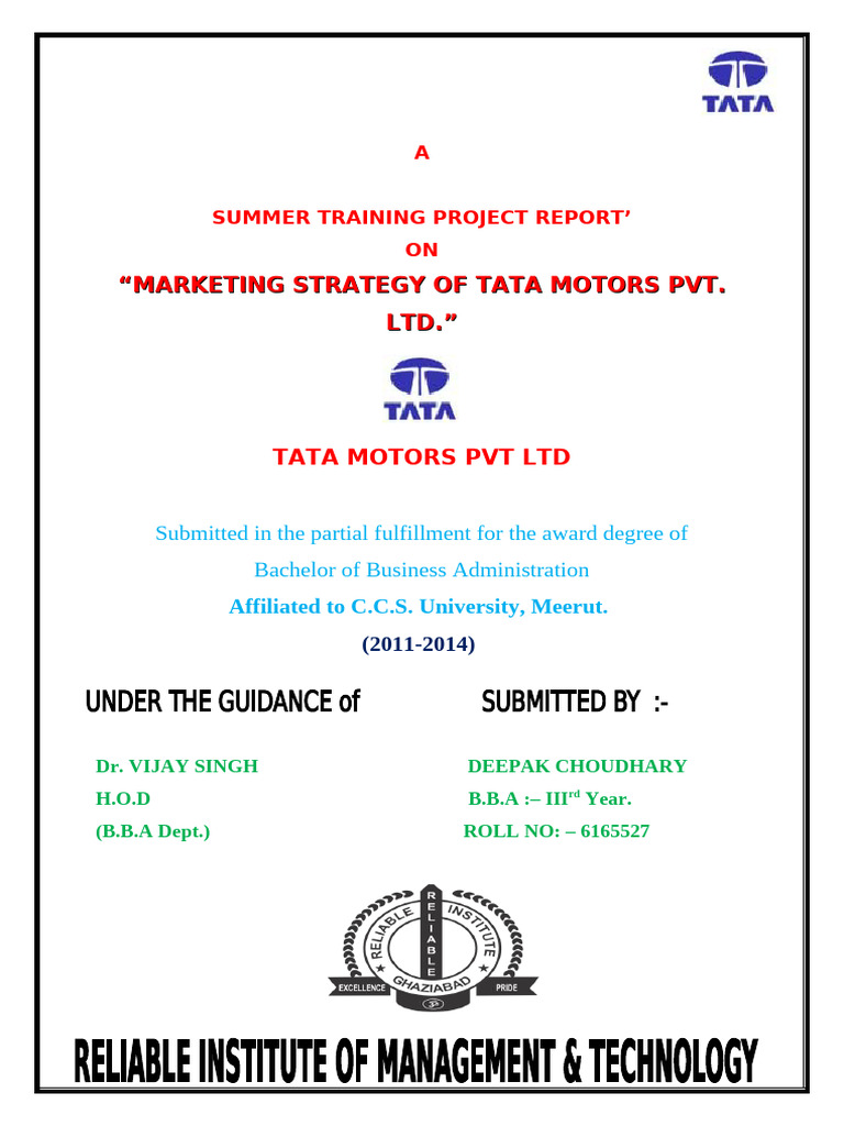 Tata Motors Marketing Strategy Report | PDF | Car | Vehicles