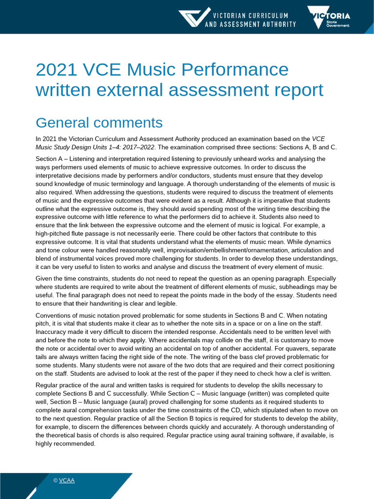 2021 VCE Music Performance Assessment Insights | PDF | Scale (Music ...