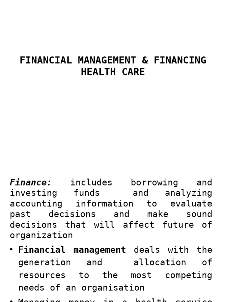 Health Care Financial Management Guide | PDF | Hm Treasury | Business