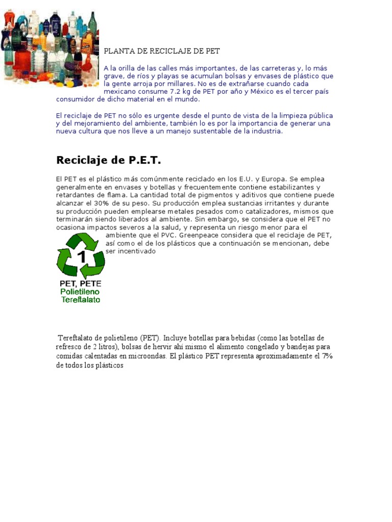 Proceso de Reciclaje de PET en México | PDF | El plastico | Residuos