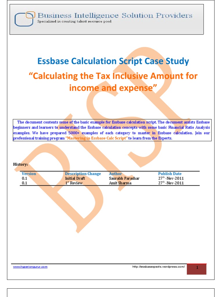 Essbase Tax Calculation Guide | PDF | Computing | Software