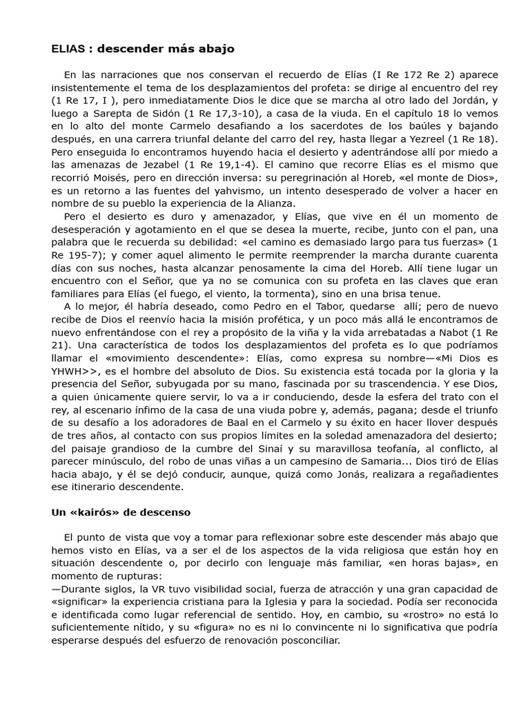 Elías: Reflexiones sobre el descenso espiritual | PDF | Elijah