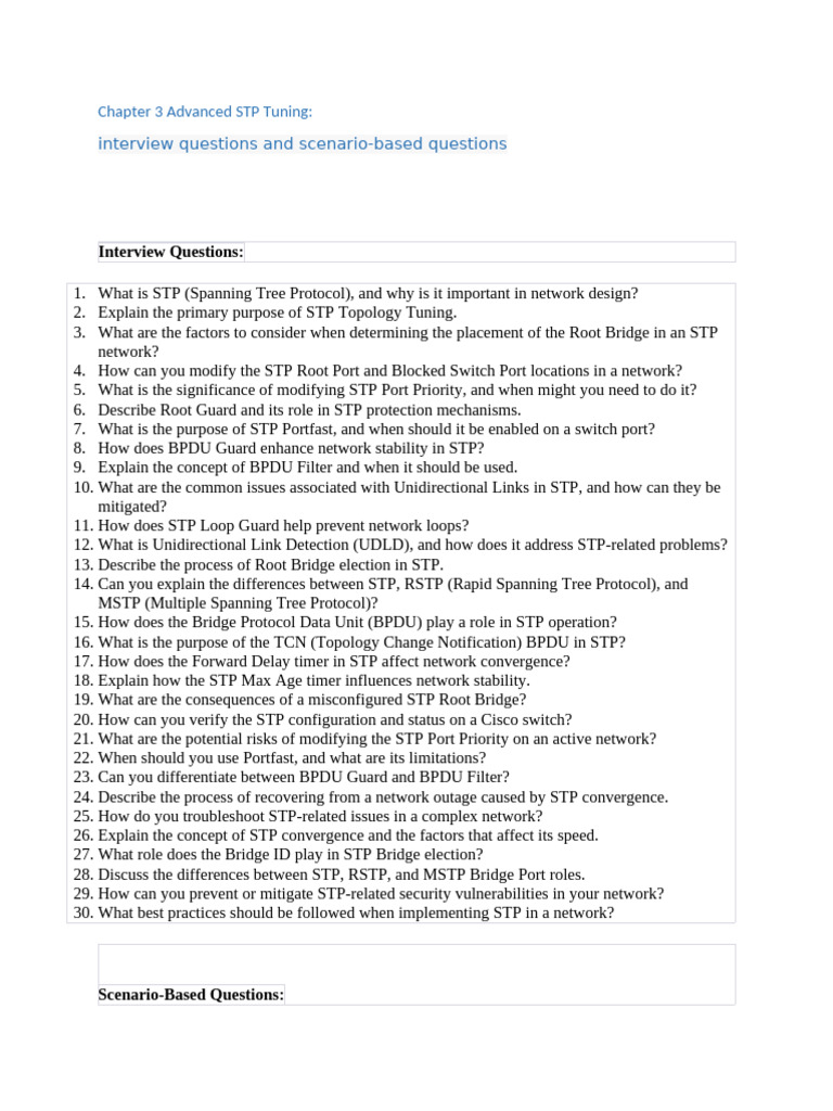 Advanced STP Tuning Interview Guide | PDF | Telecommunications ...