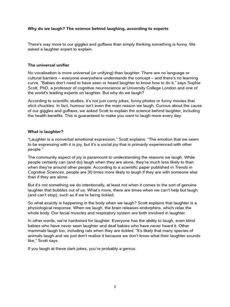 The Science of Laughter Explained | PDF | Laughter | Humour