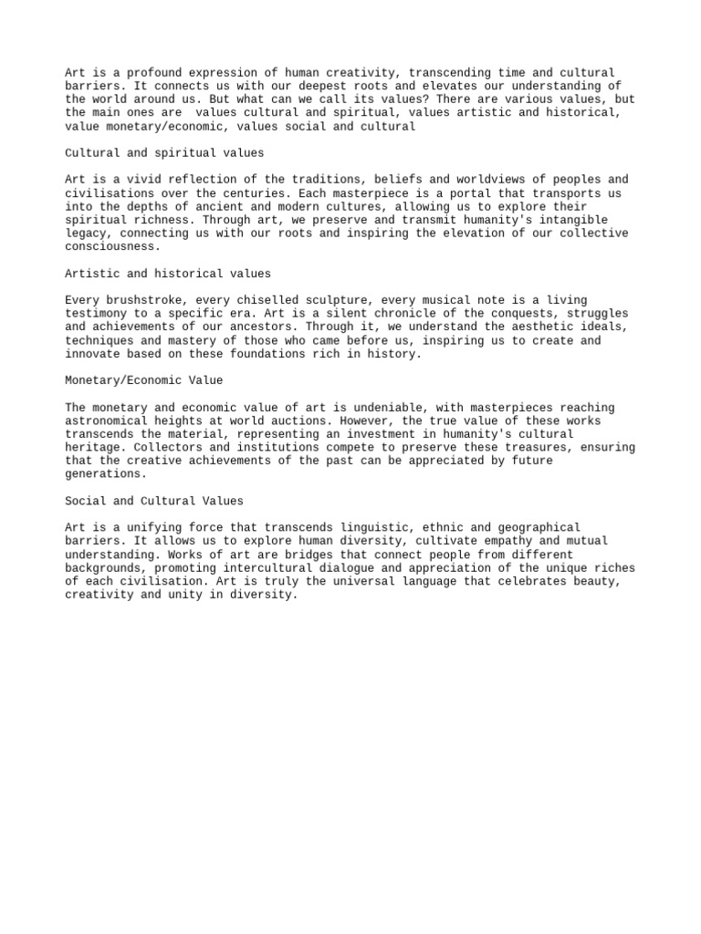 Exploring Art's Cultural and Economic Values | PDF