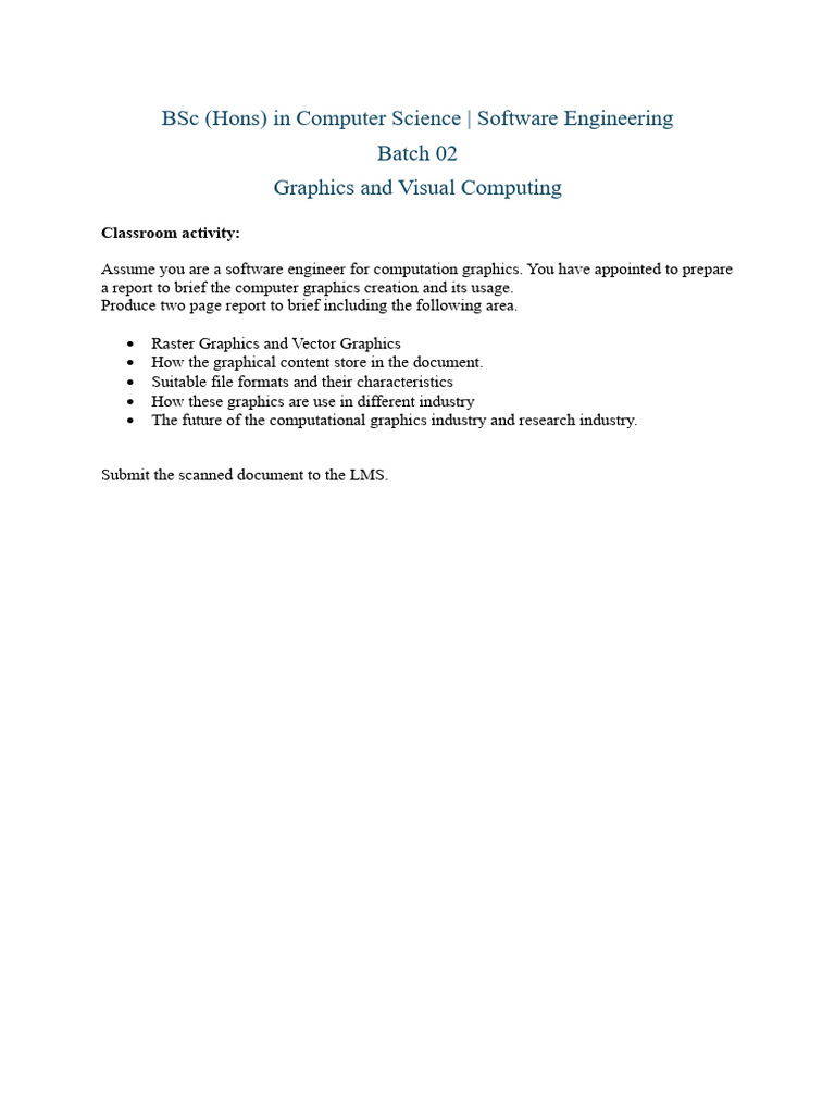 Graphics and Visual Computing - Classroom Activity Batch 02 | PDF
