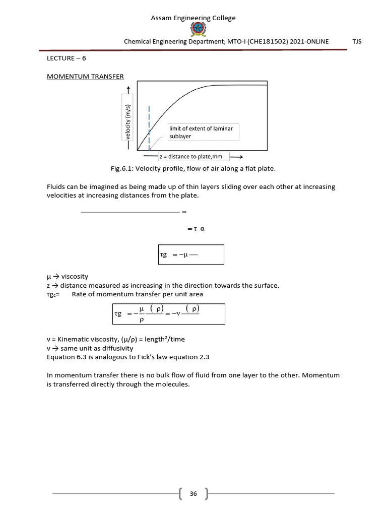 Momentum and Heat Transfer in Fluids | PDF | Diffusion | Viscosity