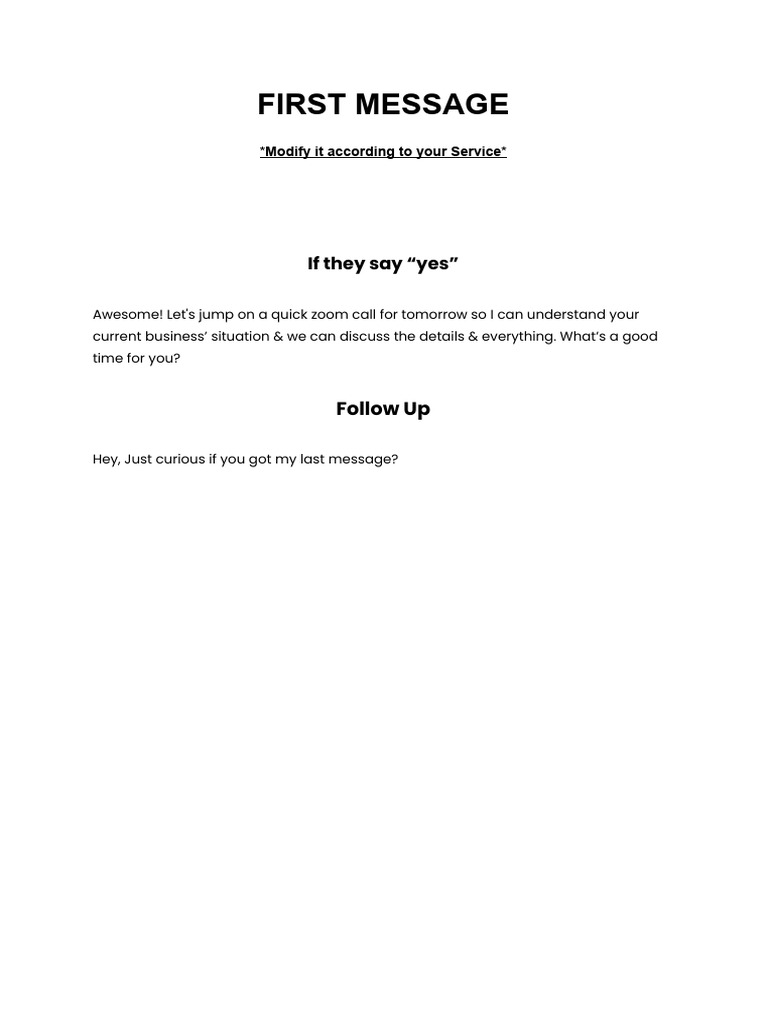 Effective Follow-Up Message Template | PDF