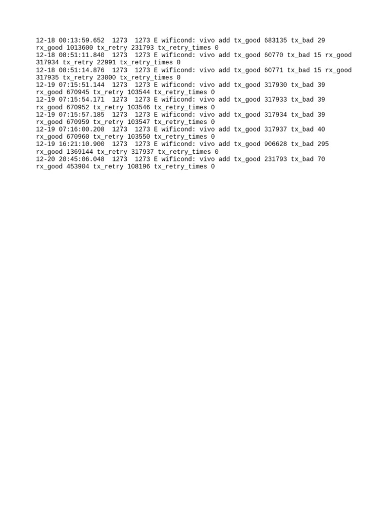 WiFi Performance Metrics Log Analysis | PDF