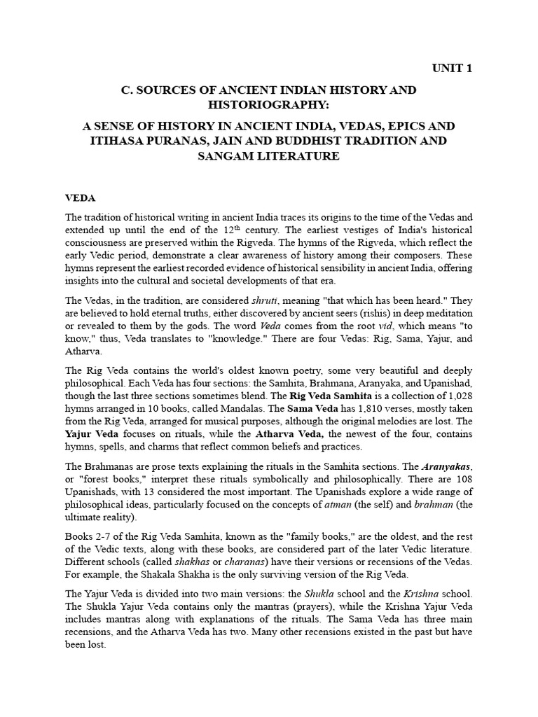 Ancient Indian History Sources Explained | PDF | Vedas | Puranas