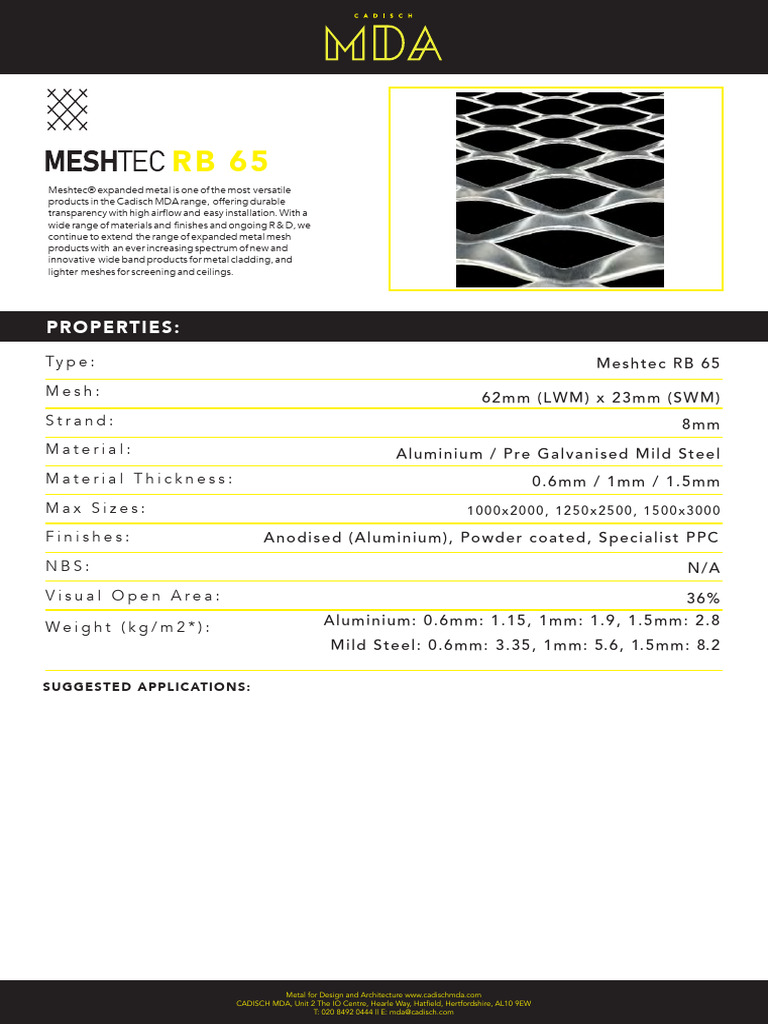 RB65 MeshTec DataSheet MDA | PDF | Industrial Processes | Building ...