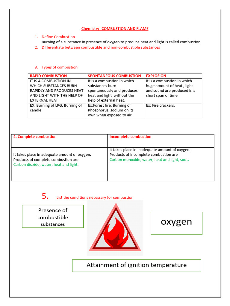 Combustion and Flame Notes - 24-25 | PDF | Combustion | Fires
