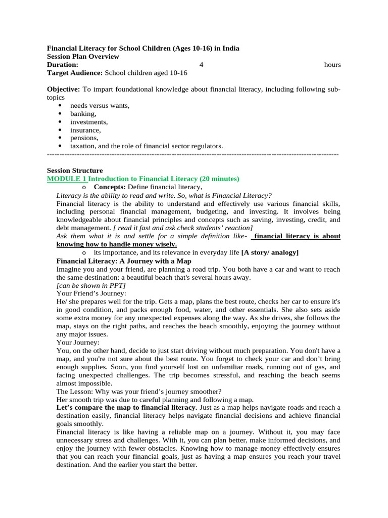 Financial Literacy For School Children | PDF | Banks | Currency