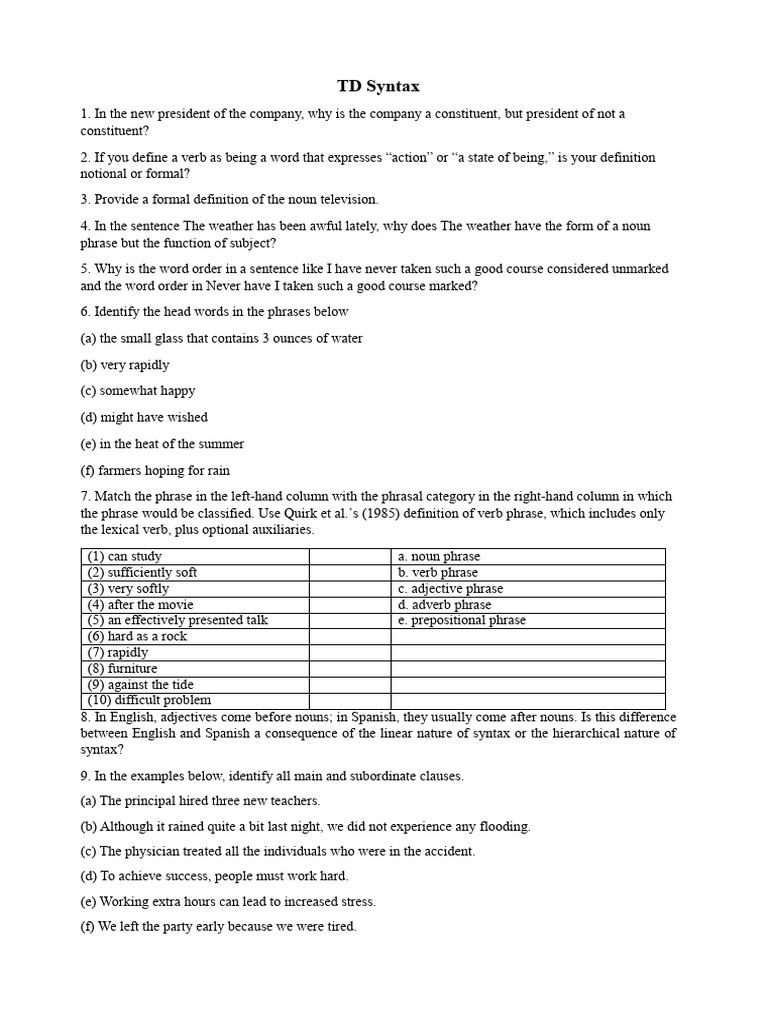 TD Syntax | PDF