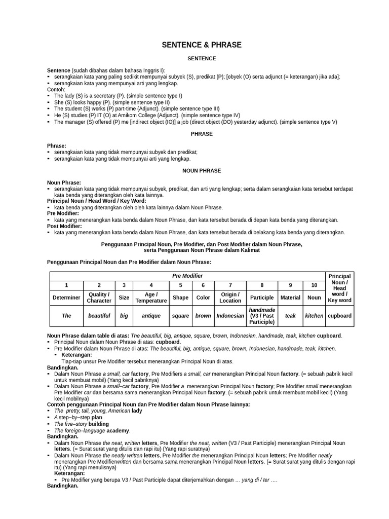 Sentence & Phrase | PDF