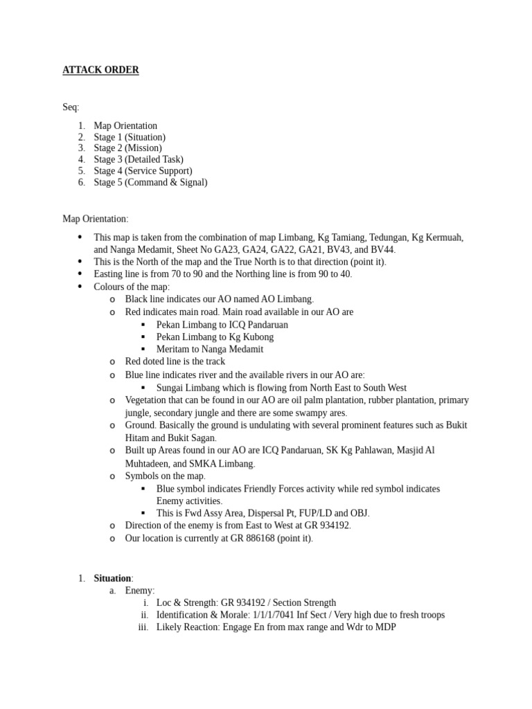 Military Attack Order Briefing | PDF