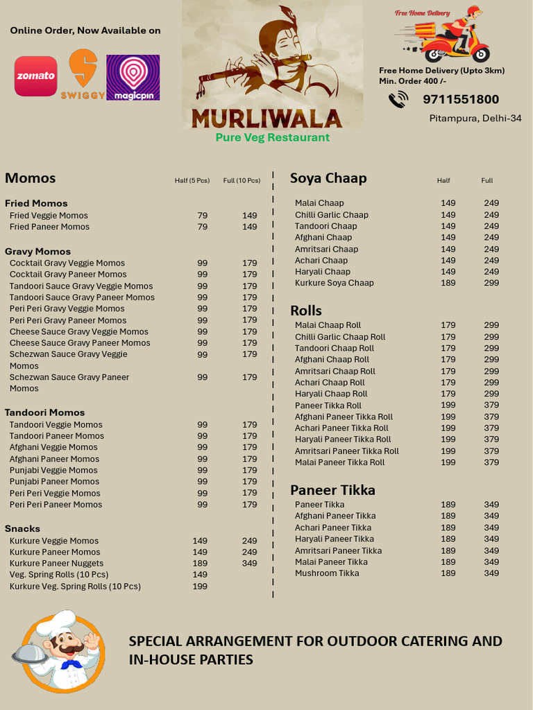Murliwala_Menu | PDF | Western Cuisine | Food And Drink