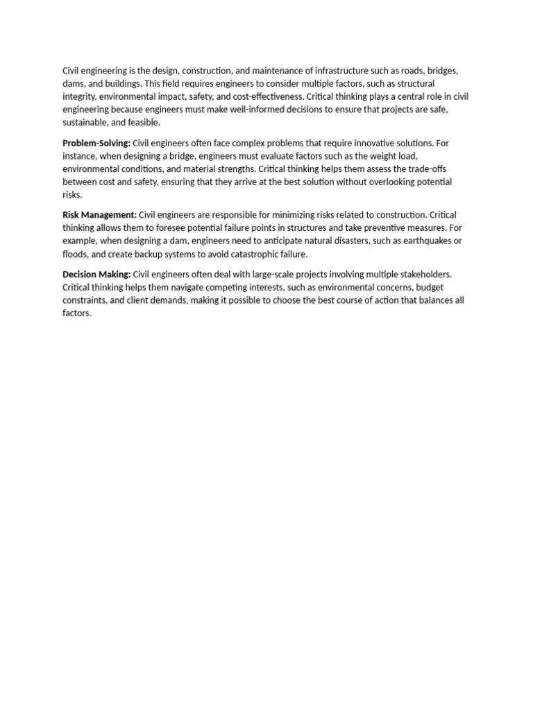 Critical Thinking in Civil Engineering | PDF