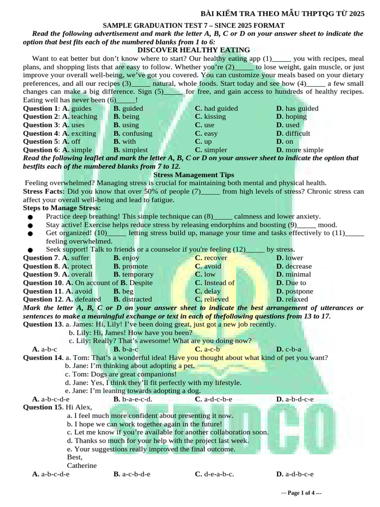 Sample Graduation Test 2025 Format | PDF | Energy Development ...