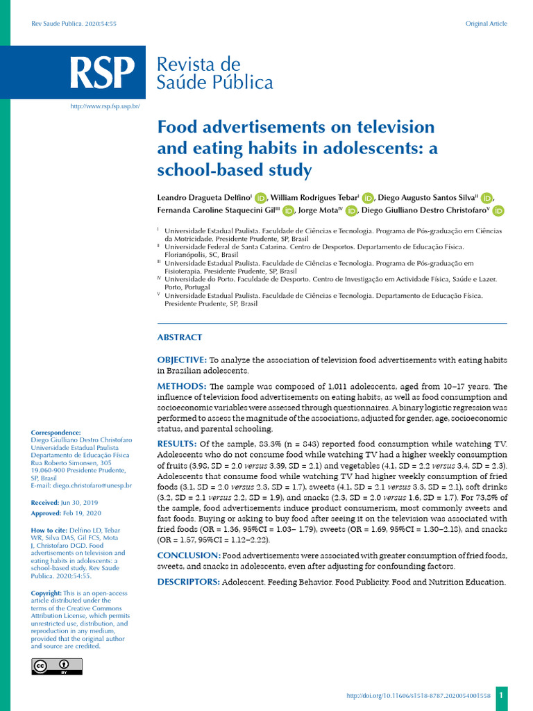 Food Advertisements On Television | PDF | Obesity | Junk Food