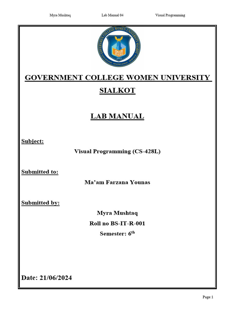 Lab Manual 04-2 | PDF | Extensible Application Markup Language | C ...
