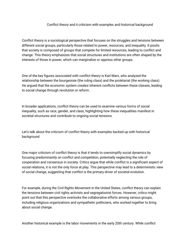 Conflict theory-WPS Office | PDF | Social Inequality | Discrimination