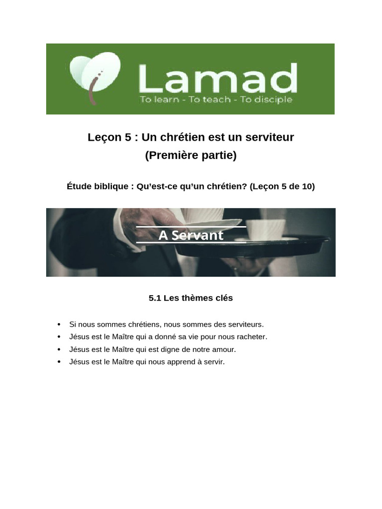 Un chrétien : serviteur de Jésus-Christ | PDF | Jésus | Esclavage