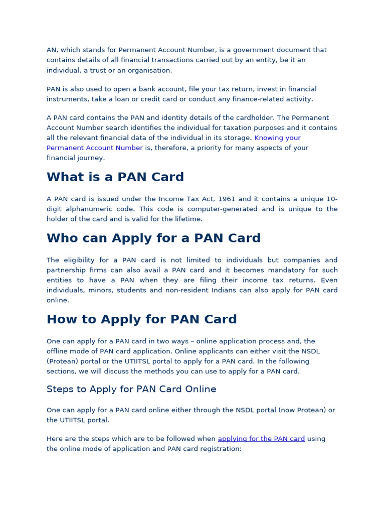 How to Apply for a PAN Card in India | PDF | Government Finances | Payments