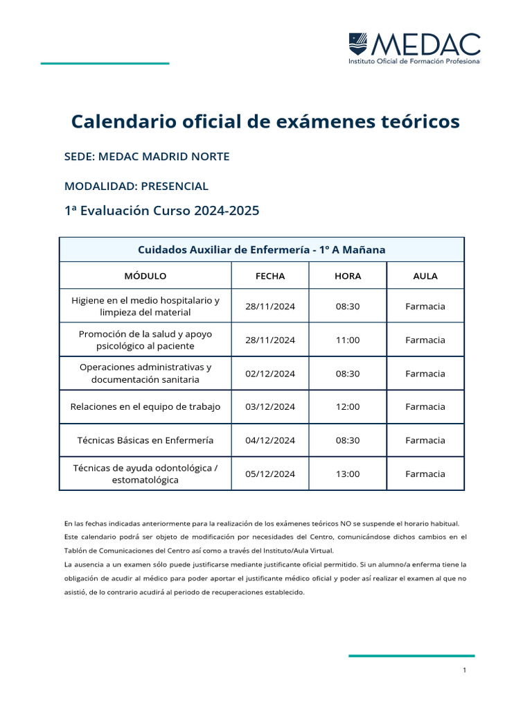 Exámenes Teóricos MEDAC 2024-2025 | PDF | Laboratorios | Farmacia