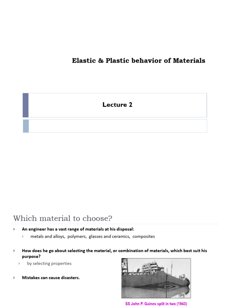Material Selection: Elastic & Plastic Behavior | PDF | Deformation ...