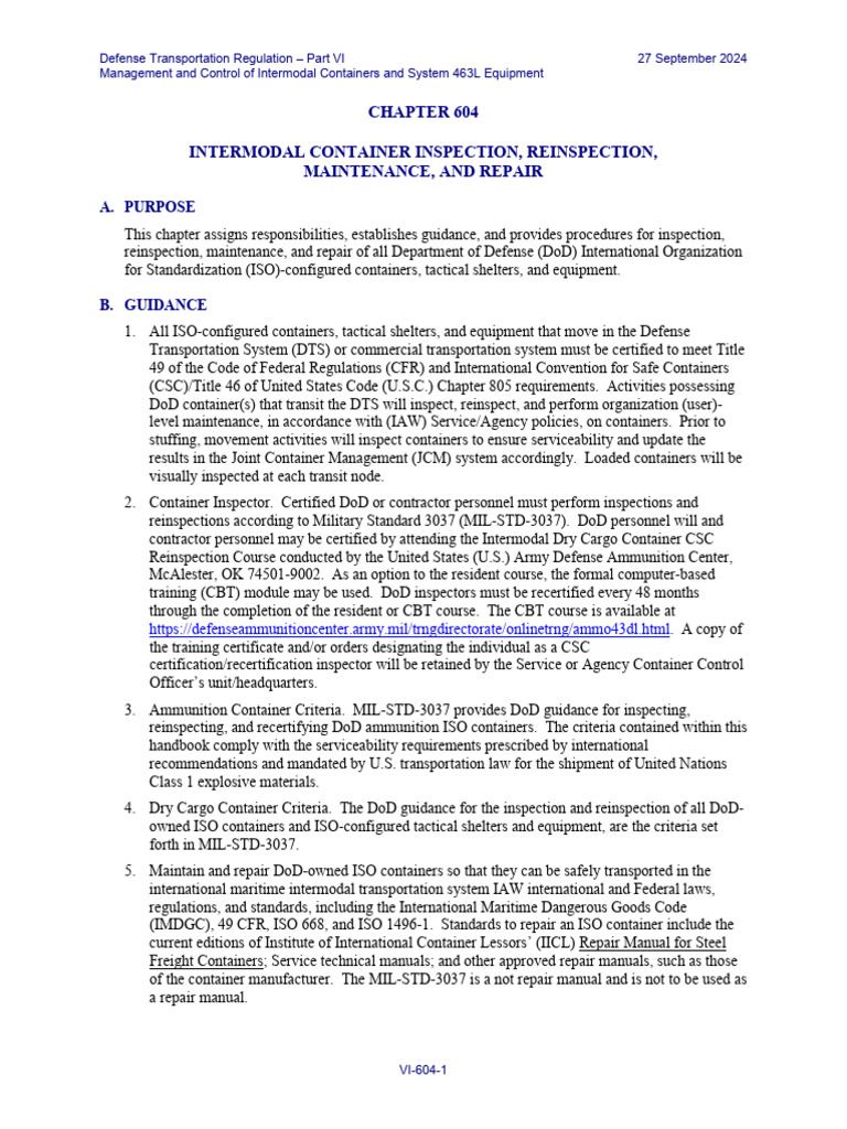 DoD Container Inspection & Maintenance | PDF | Dangerous Goods | United ...