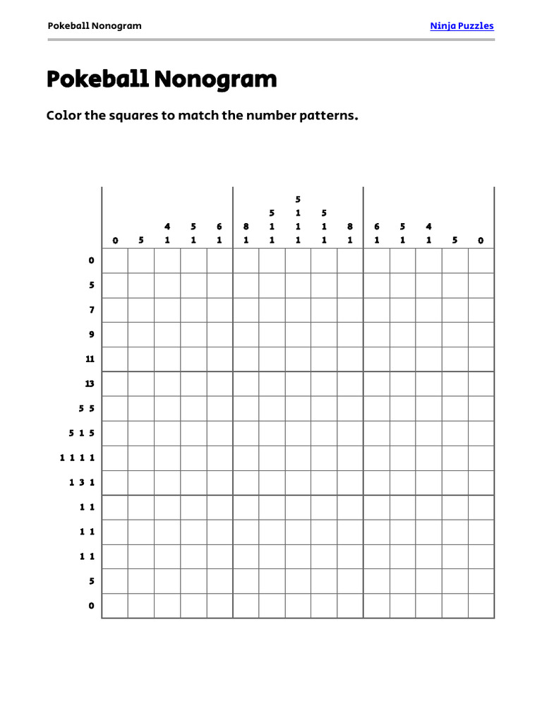 Pokeball Nonogram Puzzle Guide | PDF