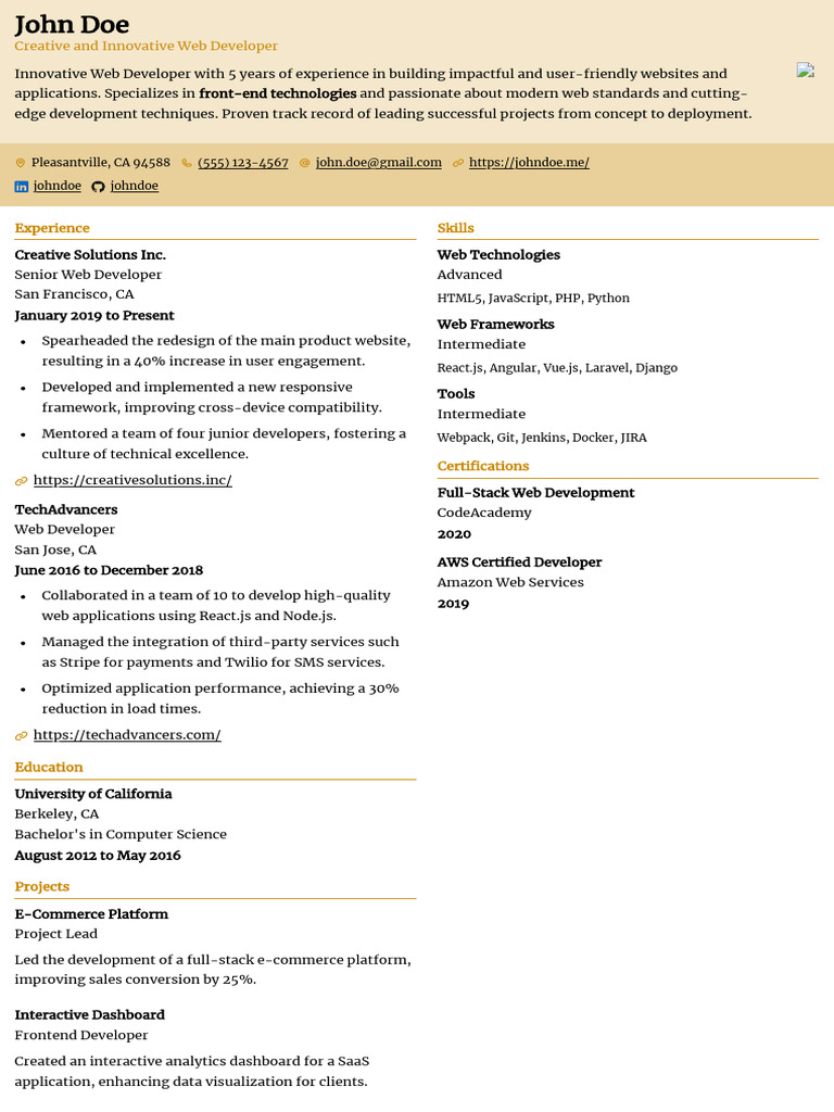 Experienced Web Developer Portfolio | PDF | Amazon Web Services | Web ...