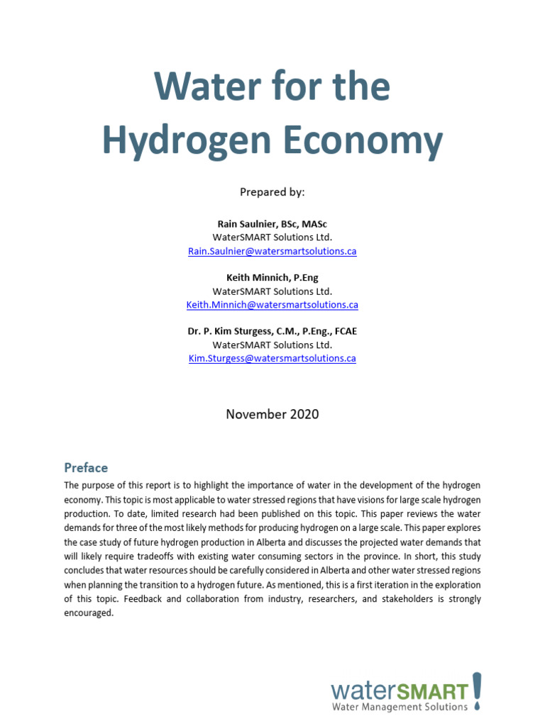 Water Needs for Hydrogen Production | PDF | Chemistry | Energy Development
