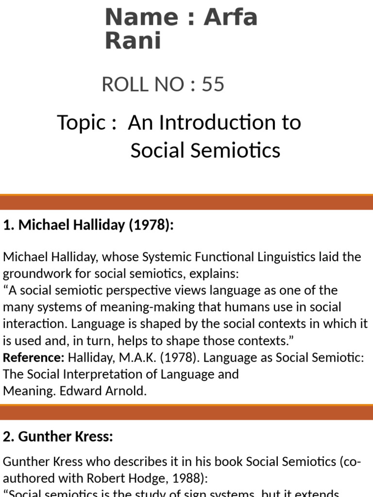Introduction to Social Semiotics | PDF | Semiotics | Communication