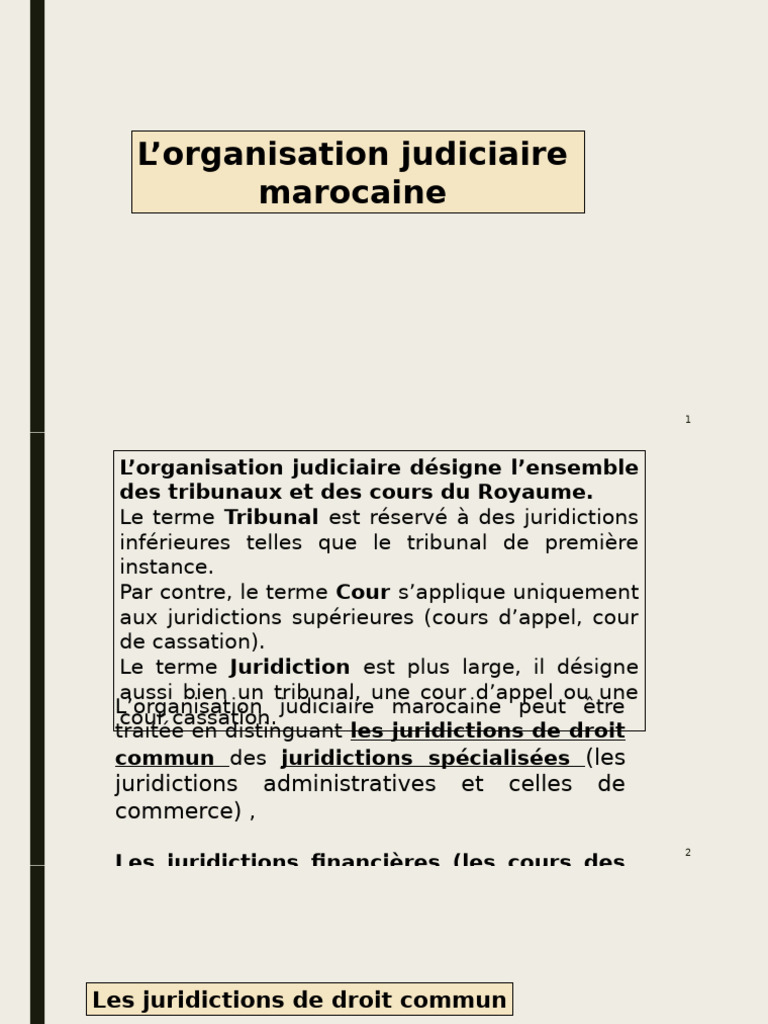 Organisation du système judiciaire marocain | PDF | Compétence | Loi ...