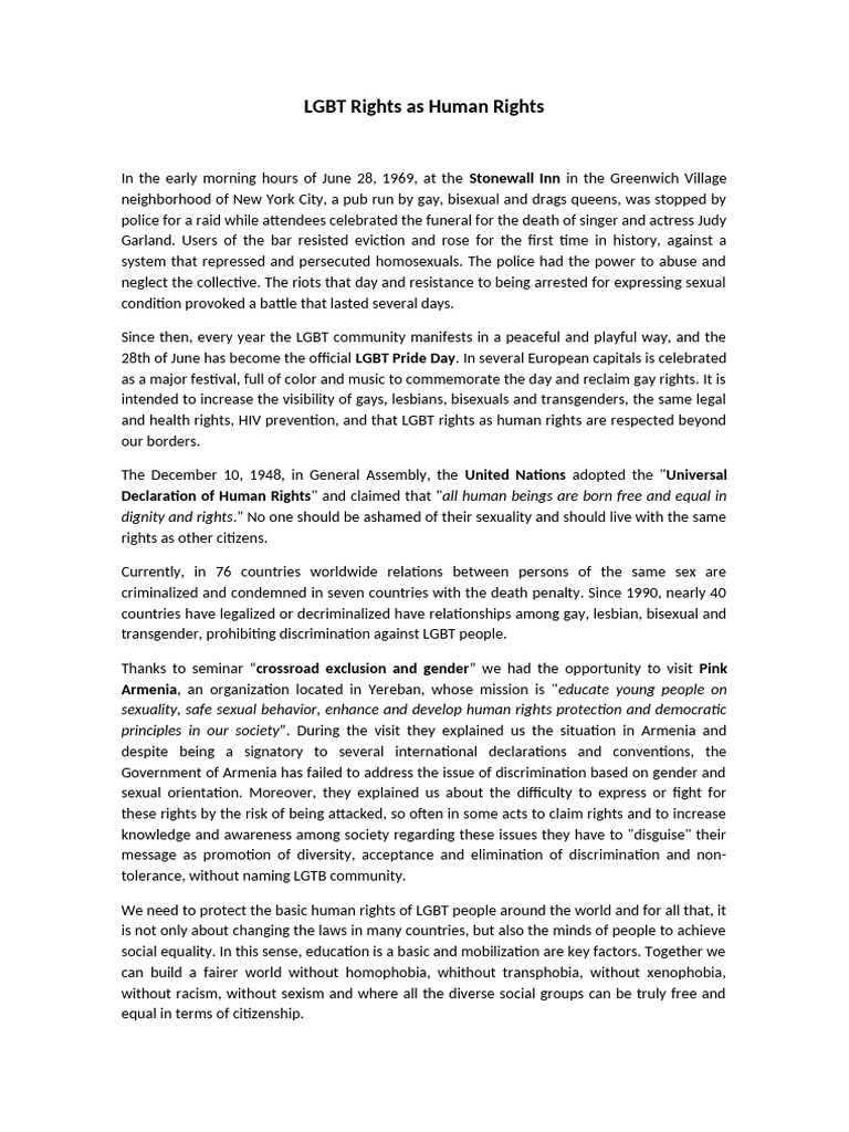 LGBT Right As Human Rights. | PDF | Lgbt | LGBTQIA+ Studies