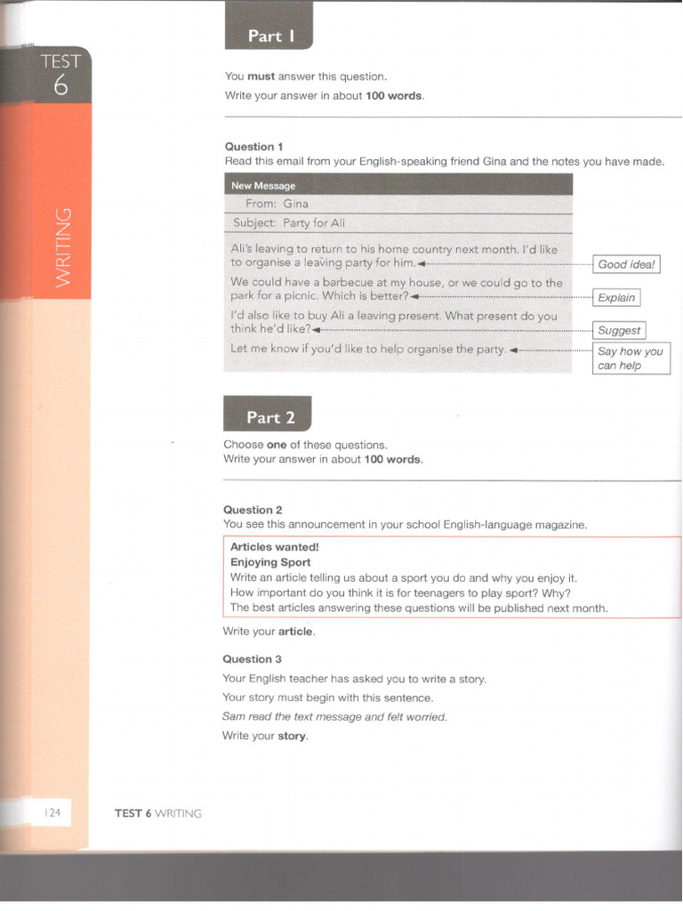 Pet Fs Writing Test 6 | PDF