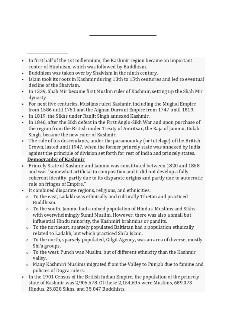 Jammu and Kashmir Historical Overview | PDF | Kashmir | Politics Of India
